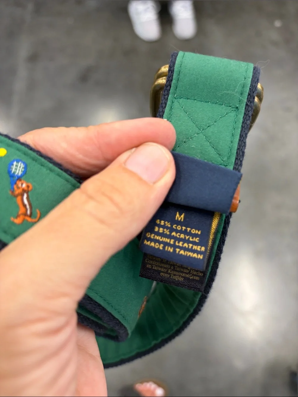 Mens Brooks Brothers D-Ring Ribbon Belt Size medium whimsical squirrel tennis